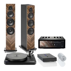 Lumina V Amator Loudspeakers x RS520 All-in-One Amplifier & Concept Signature MM Turntable System