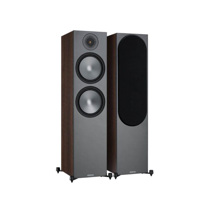 1.AVStore-Monitor-Audio-Bronze-500-Floor-Standing-Speaker-Front-Angled-View-Hero-Walnut