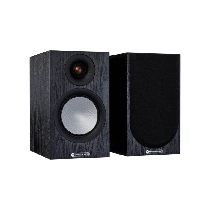 1.AVStore-Monitor-Audio-Silver-50-7G-Front-Angled-View-Hero-Black-Oak