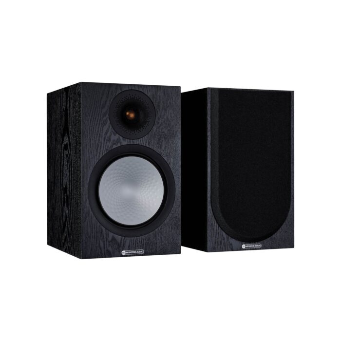 1.AVStore-Monitor-Audio-Silver-100-7G-Front-Angled-View-Hero-Black-Oak