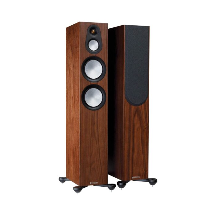 1.AVStore-Monitor-Audio-Silver-300-7G-Front-Angled-View-Natural-Walnut
