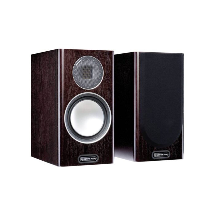 1.AVStore-Monitor-Audio-Gold-100-5G-Front-Angled-View-Hero-Dark-Walnut
